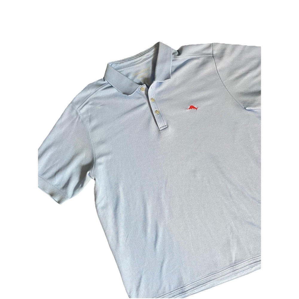 Tommy Bahama 1XLB Baby Blue IslandZone Pima Cotton Blend Short Sleeve Polo Shirt
